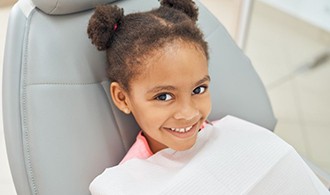 Happy child in dental treatment chair