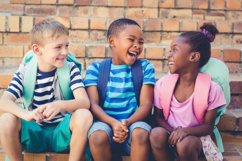 Laughing schoolchildren